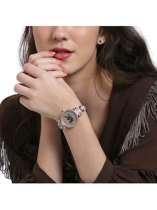 Michael Kors Watch Women's Watch with Pink Gold Metal Bracelet