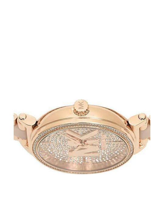 Michael Kors Watch Women's Watch with Pink Gold Metal Bracelet