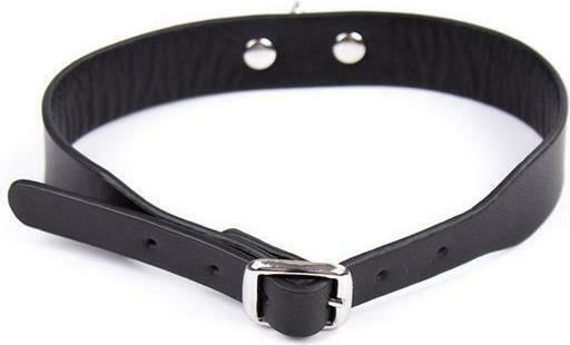 Fetish Addict Adjustable Collar with Hoop Κολάρο 43cm σε Μαύρο Χρώμα