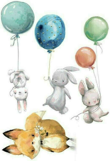 Ango Autocolant Decorativ Pentru Perete Copii Watercolour Animale XL 100cm 9 Bucăți