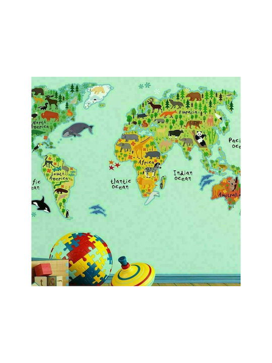 Ango Autocolant Decorativ pentru Copii Perete World Map XL 140x90buc 18buc