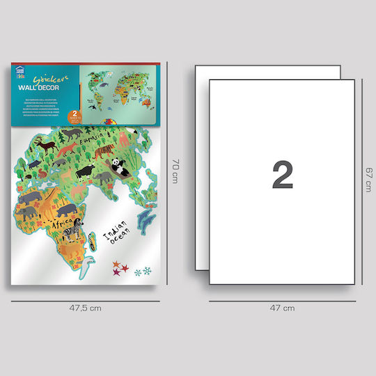 Ango Kids Vinyl Wall Sticker World Map XL 140x90cm 18pcs