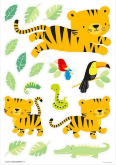 A Little Lovely Company Kinder Wandsticker Wand Jungle Tiger 17Stück