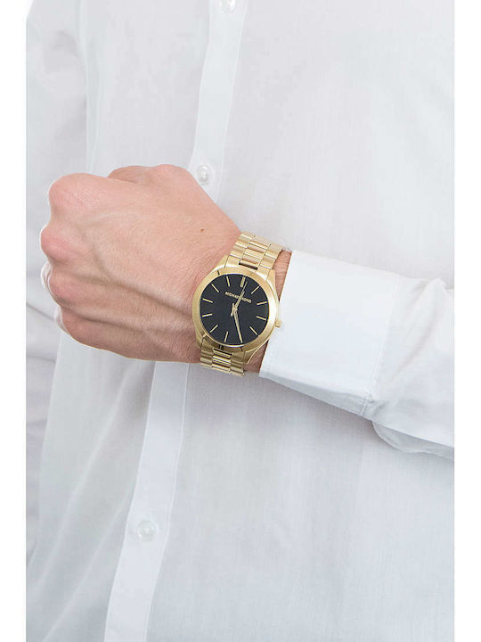 Michael Kors Runway Men's Watch 44mm Battery with Gold Metal Bracelet