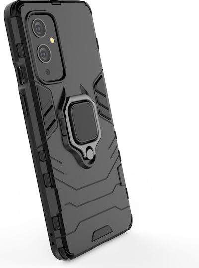 Hurtel Ring Armor Kickstand Umschlag Rückseite Kunststoff Schwarz (OnePlus 9)