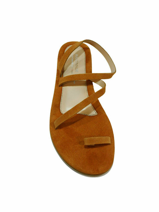 Leather anatomic women's sandals in tangerine suede color