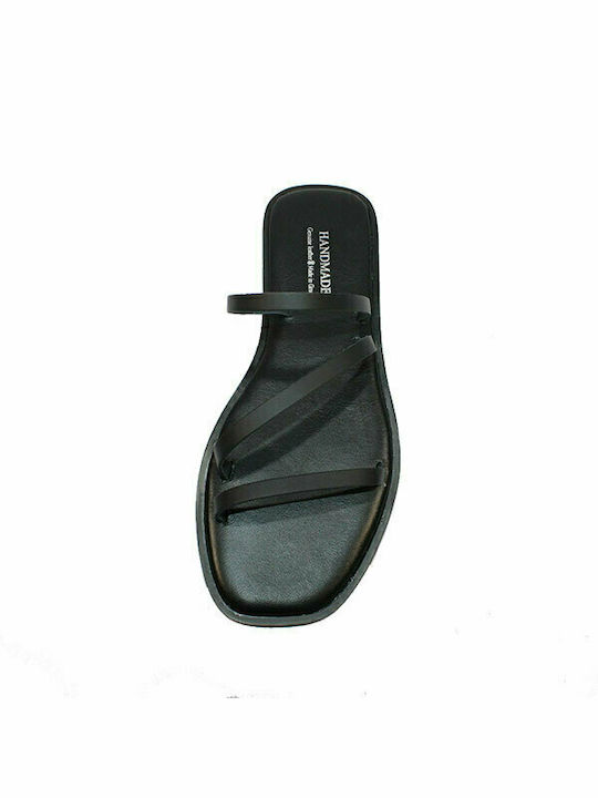 Women's leather anatomic sandals in black color