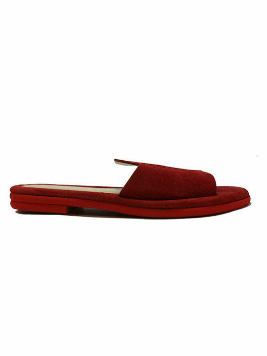 Women's leather anatomic sandals in red suede