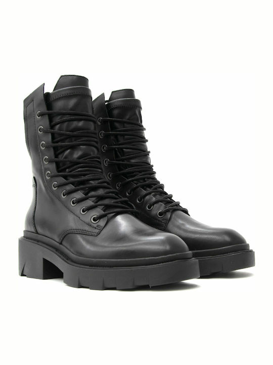 Madness Leather Women's Ankle Boots with Medium Heel Black