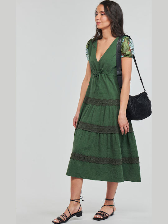 Gingy Summer Midi Dress Green