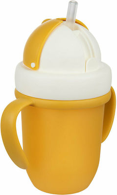 Canpol Babies Flip-top Toddler Silicone Cup with Handles and Straw 210ml for 9m+ Yellow