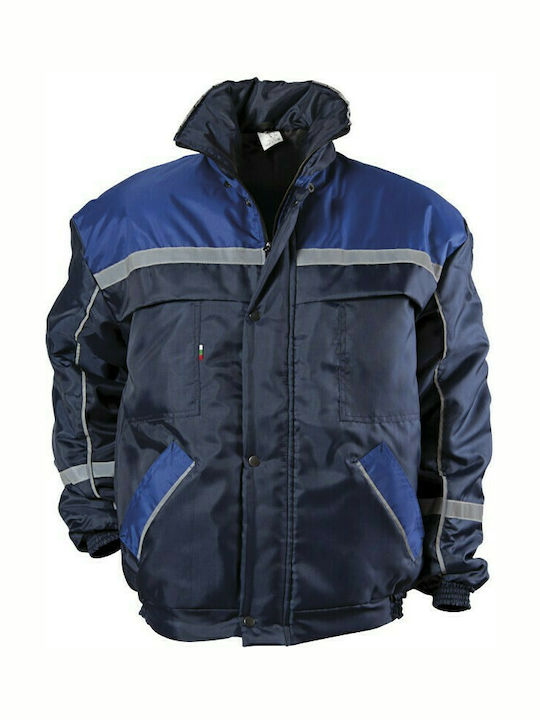 Bultex99 Collins Winter Set Φόρμα Εργασίας με Τιράντες & Ανακλαστικές Ταινίες Βαμβακερή Μπλε