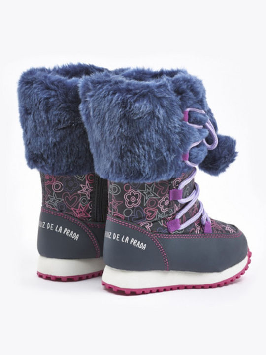 Agatha Ruiz De La Prada Kids Snow Boots with Lace Blue