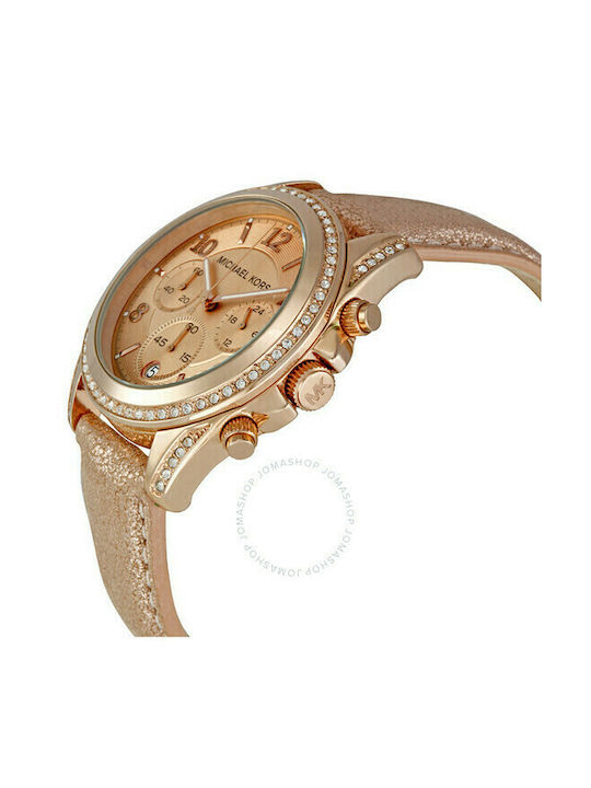 Michael Kors Mod Blair Watch Chronograph with Pink Gold Leather Strap