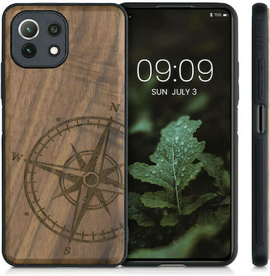 KWmobile Back Cover Ξύλινη Compass Vintage / Dark Brown (Mi 11 Lite / 11 Lite 5G / 11 Lite 5G NE)