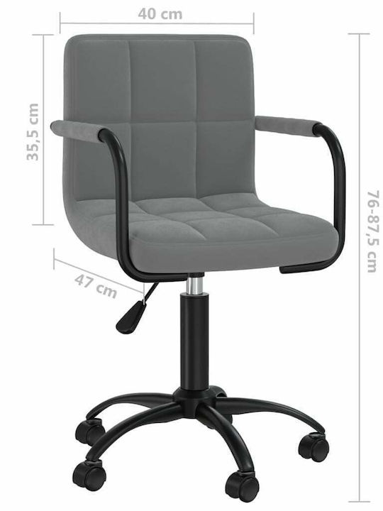 Scaun Pentru Vizitatori Cu Rotire Cu Brațe Și Roți Gri Închis 40x47x76cm