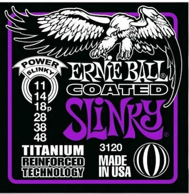 Ernie Ball Set of Titanium Strings for Electric Guitar Slinky Coated Titanium RPS Power 11 - 48"