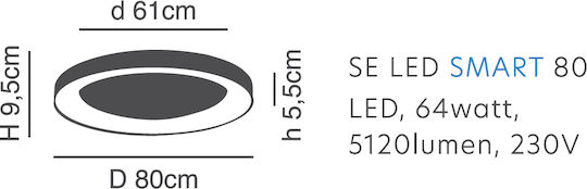 Home Lighting Amaya Smart Πλαφονιέρα Οροφής 80εκ. Ασημί με Ενσωματωμένο LED και Τηλεχειριστήριο