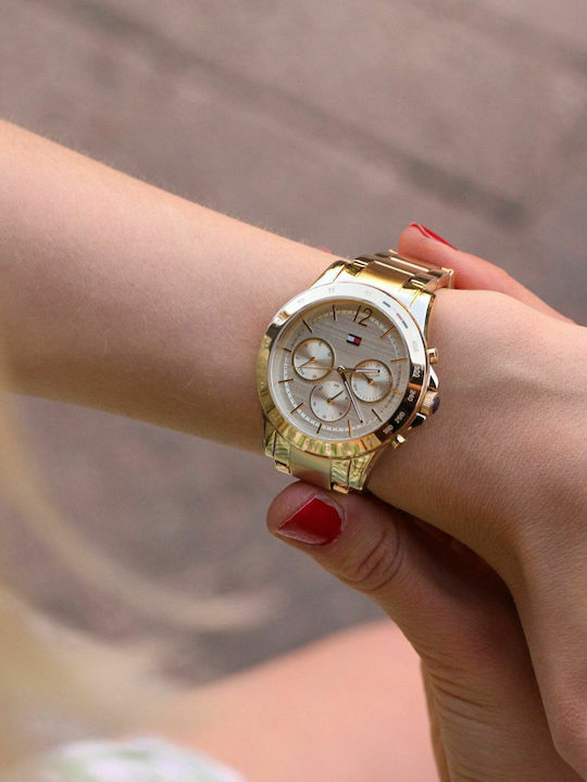 Tommy Hilfiger Haven Γυναικείο Ρολόι 38mm Χρονογράφος Μπαταρίας με Χρυσό Μεταλλικό Μπρασελέ