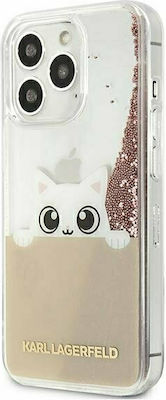 Karl Lagerfeld Liquid Glitter Peek A Boo Back Cover Πλαστικό / Σιλικόνης Ροζ (iPhone 13 Pro Max)