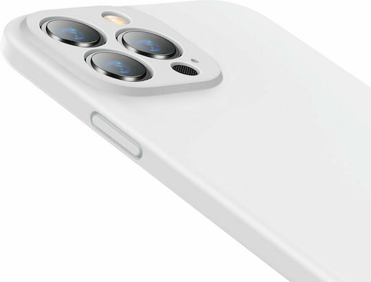 Baseus Liquid Gel Umschlag Rückseite Silikon Weiß (iPhone 13 Pro Max)
