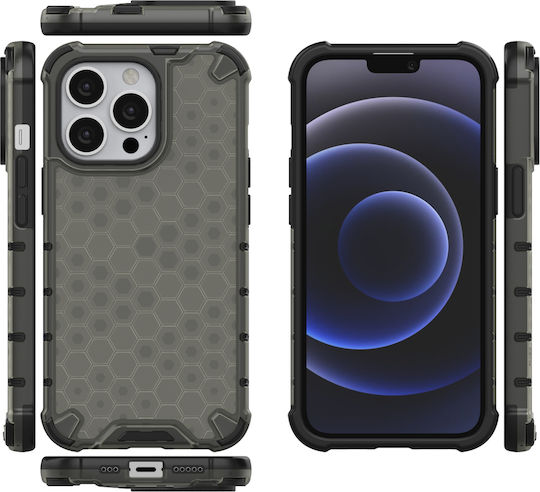 Hurtel Honeycomb Armor Back Cover Σιλικόνης Μαύρο (iPhone 13 Pro)