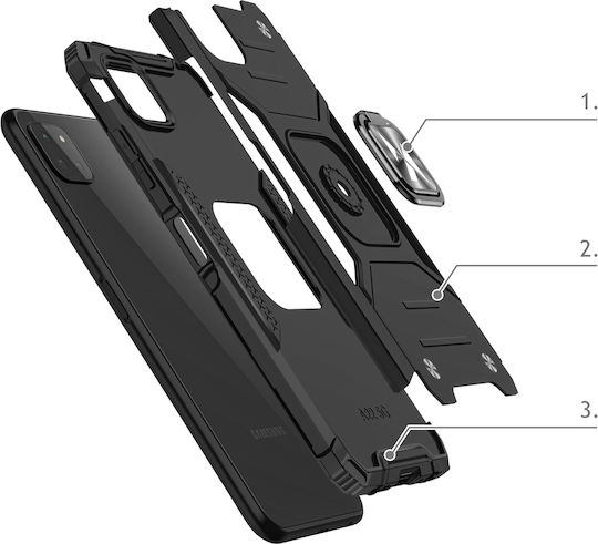 Wozinsky Ring Armor Kickstand Back Cover Πλαστικό Μαύρο (Galaxy A22 5G)