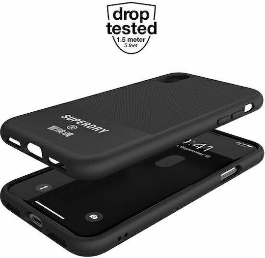 Superdry Molded Canvas Back Cover Silicone Fabric Black for iPhone X / XS