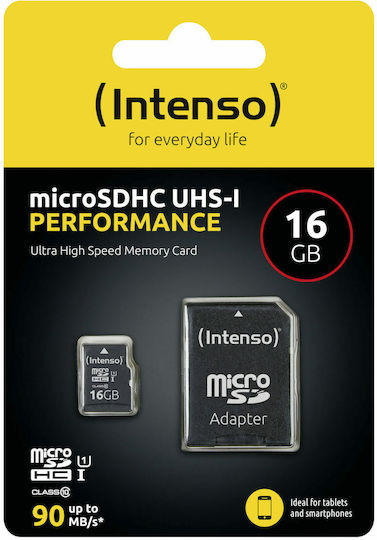 Intenso Performance R90 microSDHC 16GB U1 UHS-I 90MB/s mit Adapter