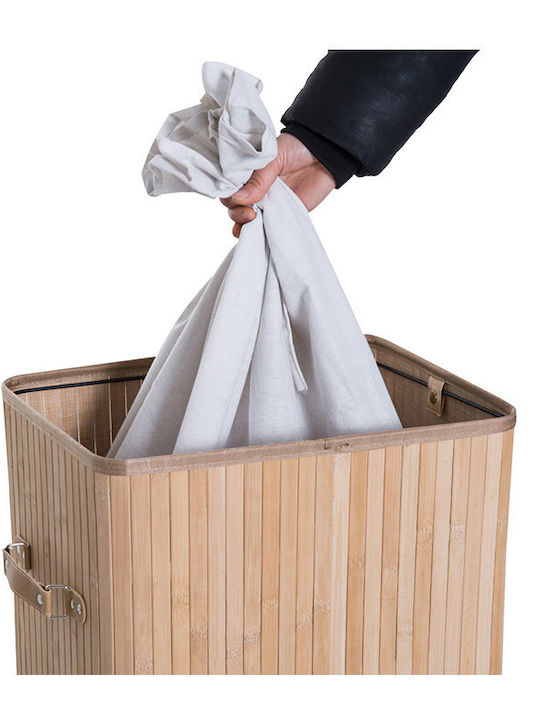 HomCom Collapsible Bamboo Laundry Basket 72L with Cap 40x30x60cm Brown