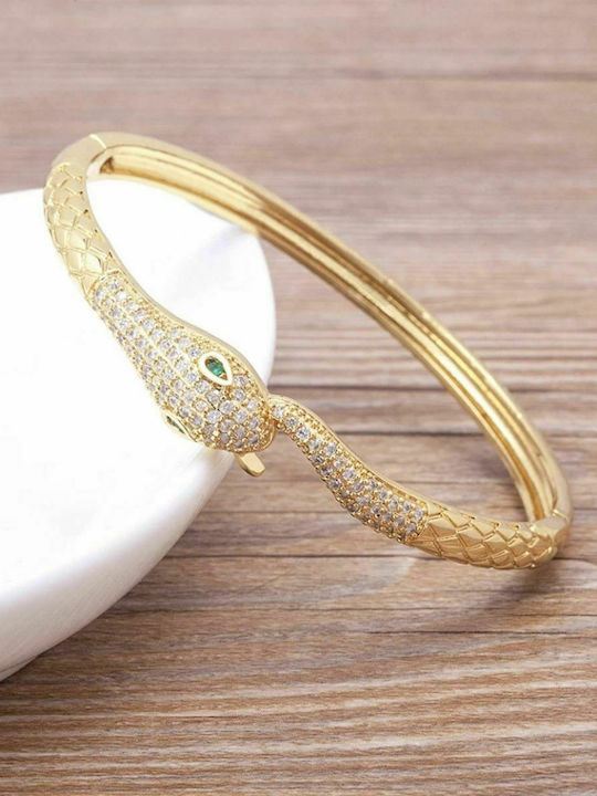 Gold plated brass bracelet in snake shape