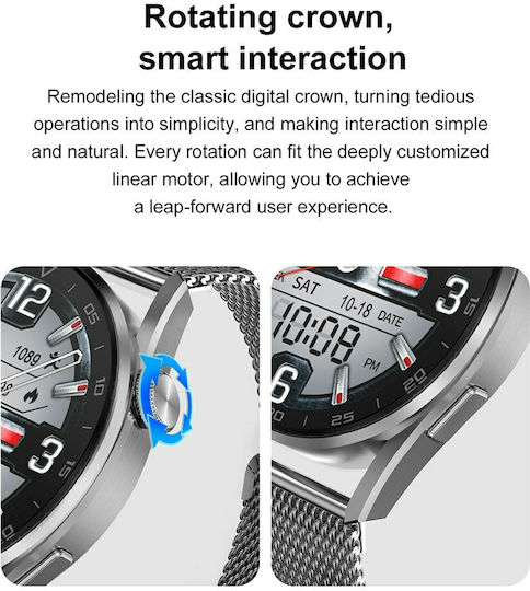 NO.1 DT3 Pro Smartwatch με Παλμογράφο (Μαύρο)