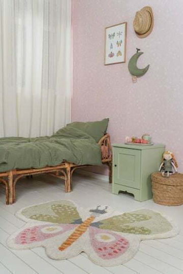 Little Dutch Butterfly Kinder Teppich Schmetterlinge Mint/Pink 94x110cm