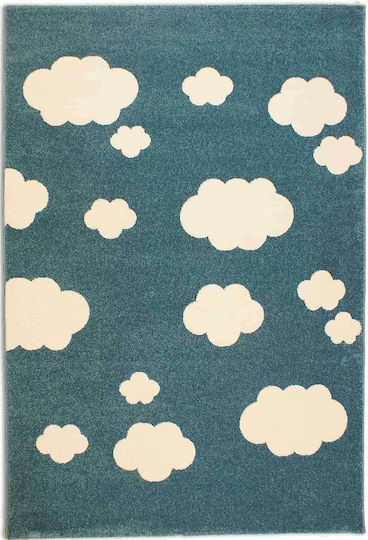 1716 Kinder Teppich Wolken Petrol Blau 133x190cm