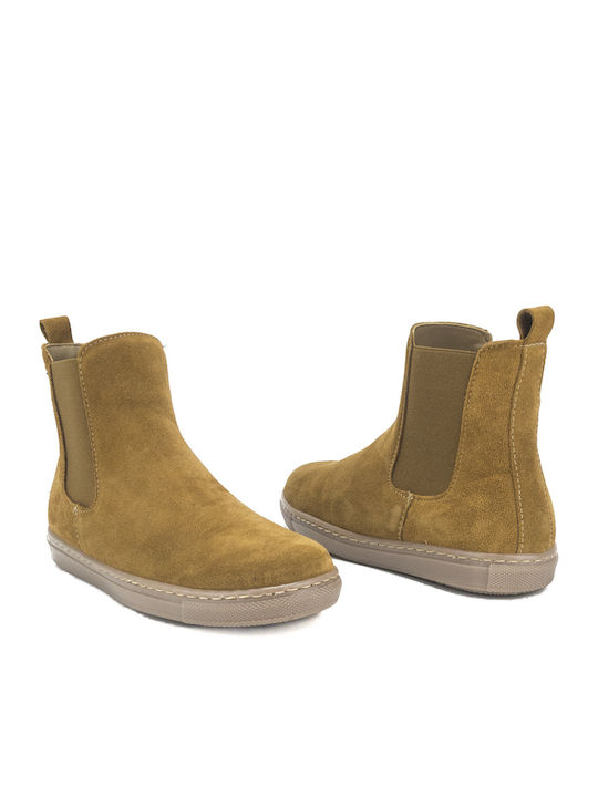 Suede Kids Boots with Zipper Tabac Brown