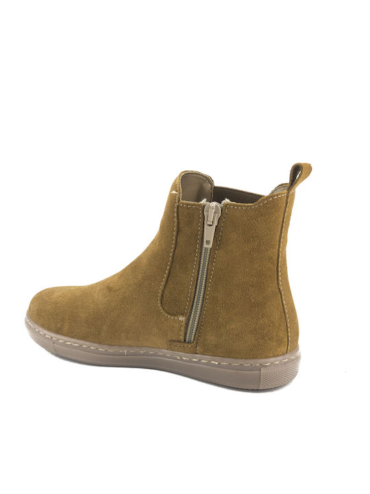 Suede Kids Boots with Zipper Tabac Brown
