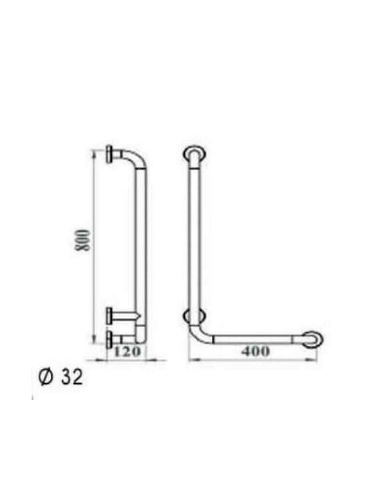 Tema Inox Bathroom Grab Bar for Persons with Disabilities 80cm Silver