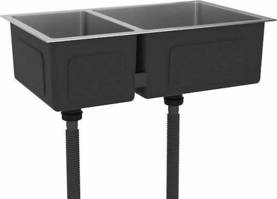 vidaXL Ένθετος Νεροχύτης Δεξιός Inox Σατινέ Μ71.5xΠ44cm Ασημί