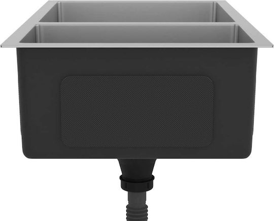 vidaXL Ένθετος Νεροχύτης Δεξιός Inox Σατινέ Μ71.5xΠ44cm Ασημί