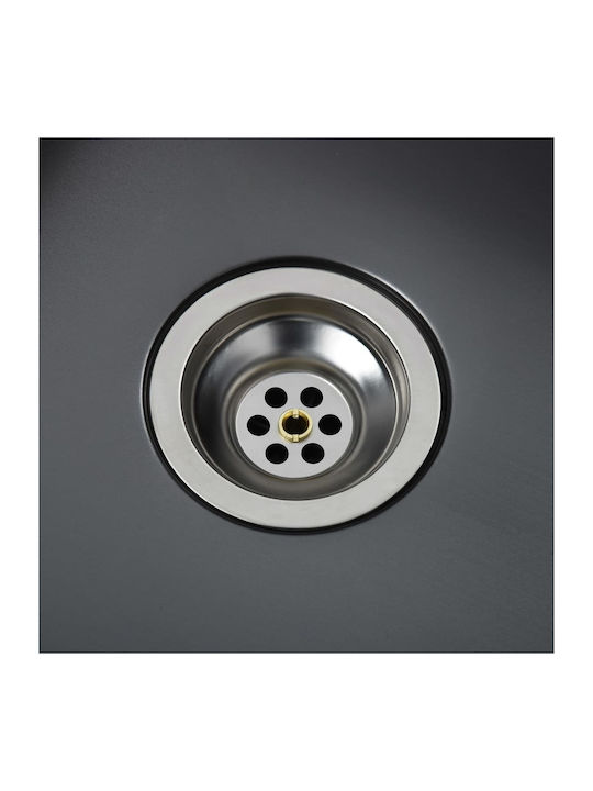 vidaXL Ένθετος Νεροχύτης Δεξιός Inox Μ71.5xΠ44cm Μαύρος