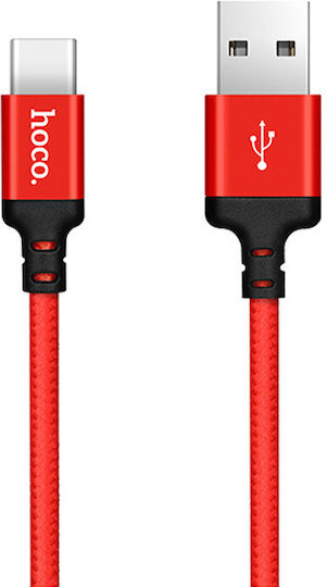 Hoco Cablu USB 2.0 Braided USB-C Masculin - USB-A Roșu 1m X14