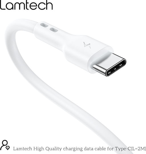 Lamtech USB 2.0 Cable USB-C male - USB-A 18W Λευκό 2m LAM446841