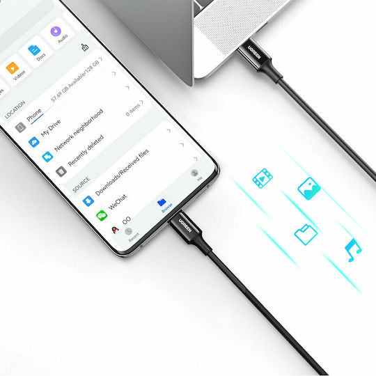 Ugreen US300 USB 2.0 Cable USB-C male - USB-C 100W PD Μαύρο 1m 80371