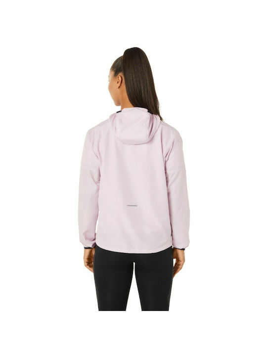 ASICS Accelerate Light Women's Short Sports Jacket for Winter with Hood Pink