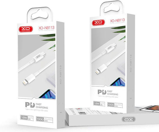 XO NB113 USB-C to Lightning Cable 18W White 1m