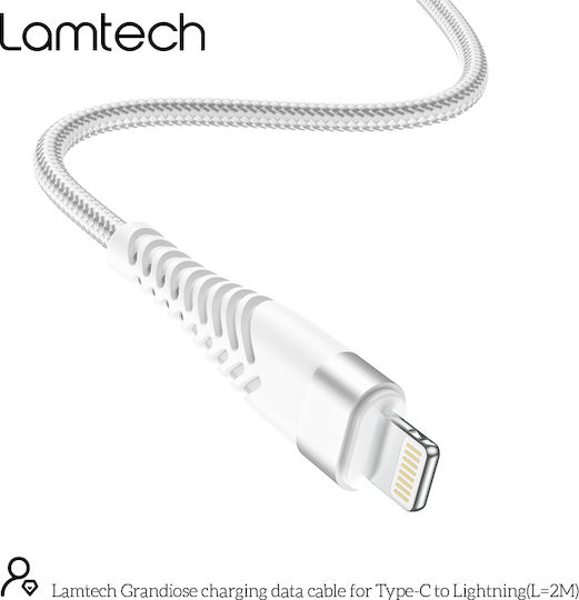 Lamtech Braided USB-C to Lightning Cable Λευκό 2m (LAM023640)