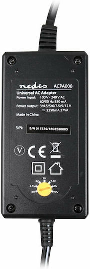 Nedis Universal Τροφοδοτικό 12V 2.25A με Ισχύ 27W με σετ βυσμάτων (ACPA008)