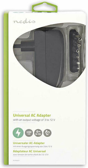 Nedis Universal Τροφοδοτικό Ρυθμιζόμενης Τάσης 12V 2.25A με Ισχύ 27W με σετ βυσμάτων (ACPA007)