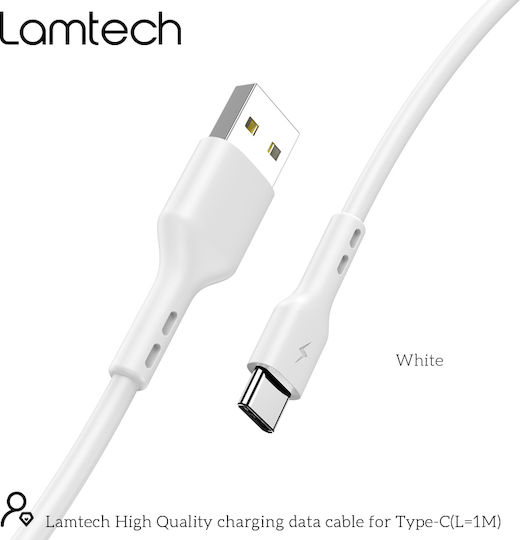Lamtech USB 2.0 Cable USB-C male - USB-A 18W Λευκό 1m LAM442928