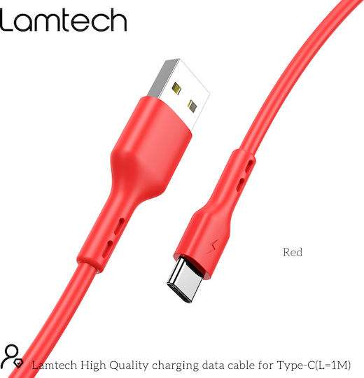 Lamtech USB 2.0 Cable USB-C male - USB-A 18W Κόκκινο 1m LAM446810